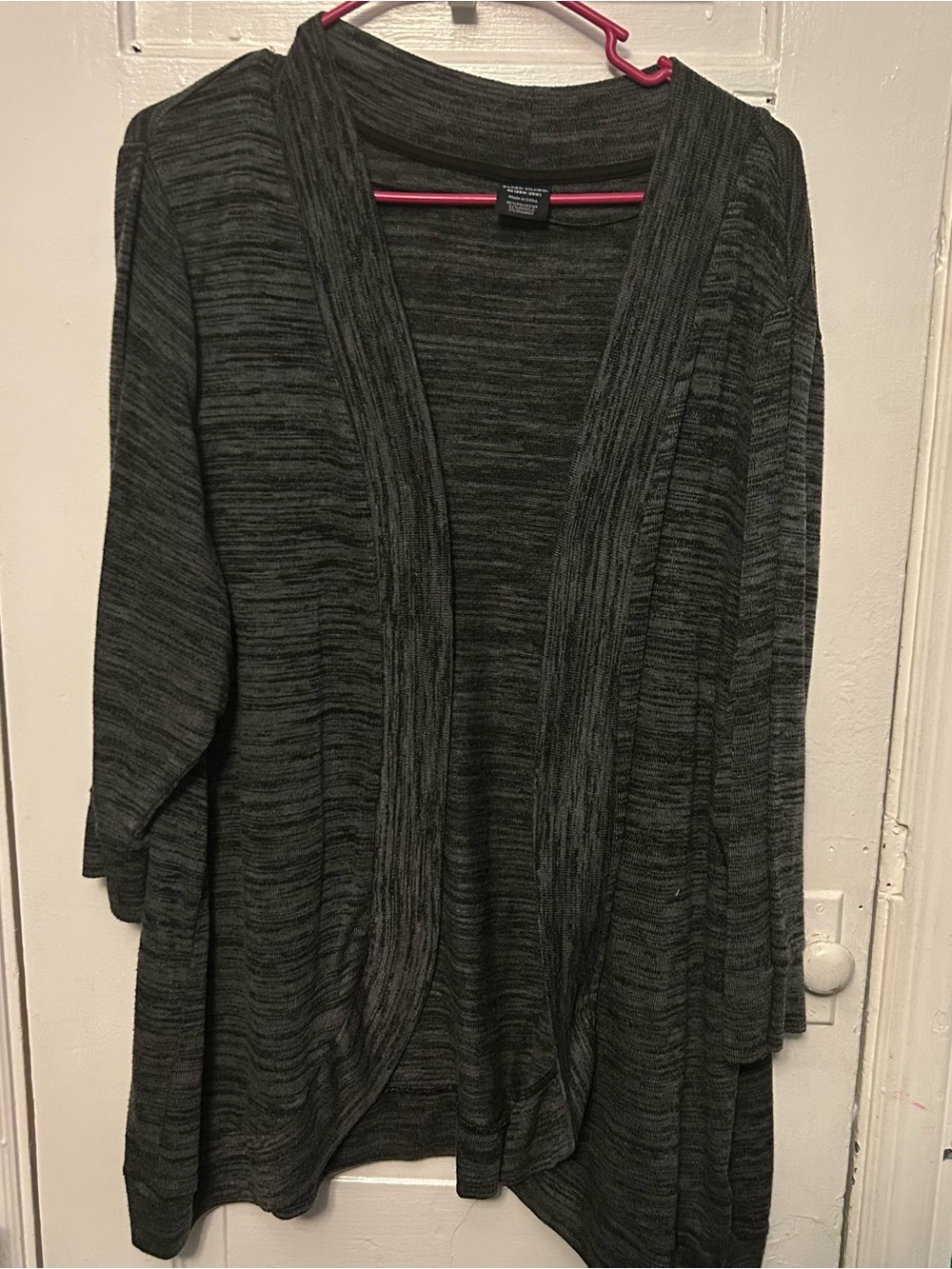 Faded Glory Charcoal Space-Dye Open Cardigan